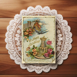 Postal Hermoso Cumpleaños Antiguo de Principios de 1900