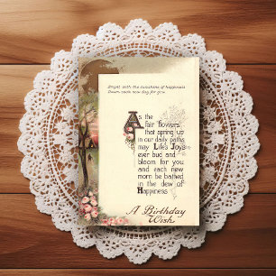 Postal Hermoso Cumpleaños Antiguo de Principios de 1900