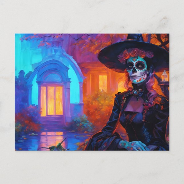 Postal Hermoso día de la mujer bruja muerta (Anverso)