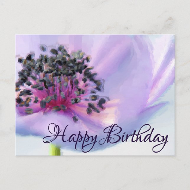 Postal Hermoso dibujo de pastel de flor de cumpleaños (Anverso)