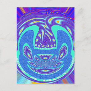 Postal Hermoso diseño de arte vectorial kaleidoscopio azu