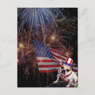 Postal Hermoso diseño de Bulldog de celebración de fuegos