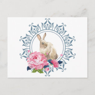 Postal Hermoso diseño de Conejo de Pascua