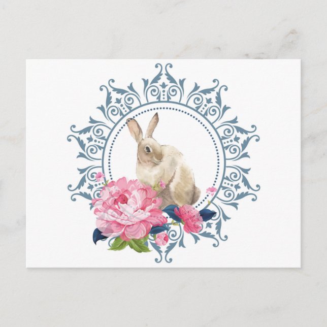 Postal Hermoso diseño de Conejo de Pascua (Anverso)