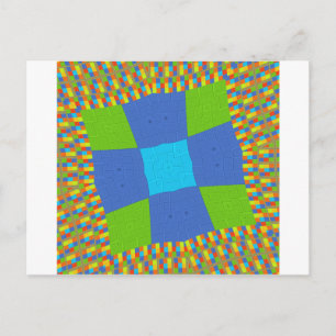 Postal Hermoso diseño de impresión de arte azul verde azu