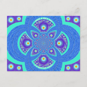 Postal Hermoso diseño de la flora de Mandala azul african
