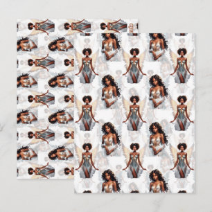 Postal Hermoso diseño de patrón de ángeles de niña negra