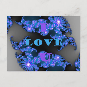 Postal Hermoso diseño de patrón de texto de amor azul gal