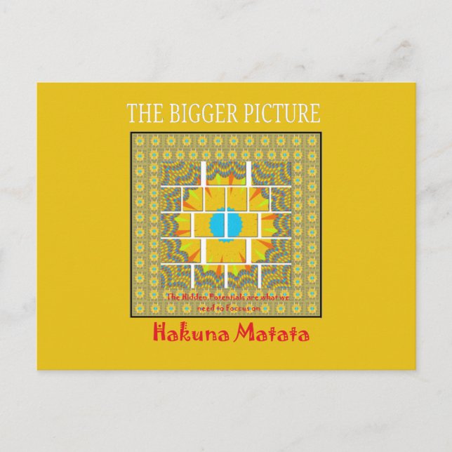 Postal Hermoso diseño gráfico amarillo dorado (Anverso)