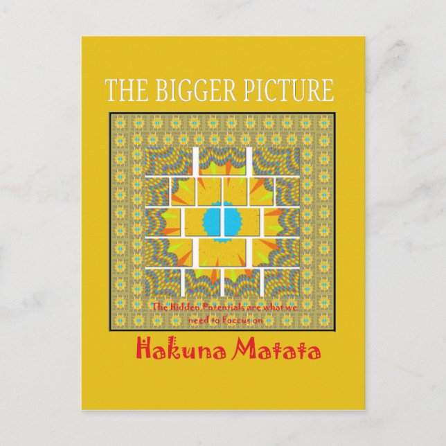 Postal Hermoso diseño gráfico amarillo dorado (Anverso)