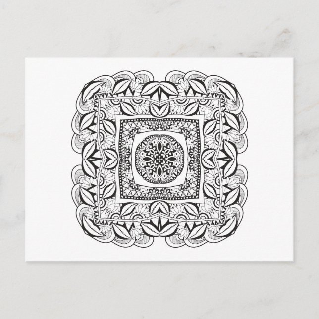 Postal Hermoso Doodle cuadrado decorativo (Anverso)