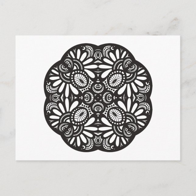 Postal Hermoso Doodle de Deco Black Square (Anverso)