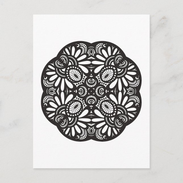 Postal Hermoso Doodle de Deco Black Square (Anverso)