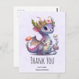 Postal Hermoso Dragón con Corona Elegante Gracias