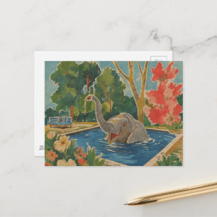 Postal Hermoso elefante en la piscina