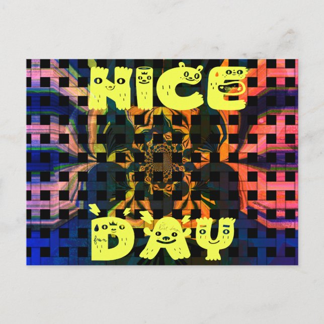 Postal Hermoso encantador tener un buen día vector de imp (Anverso)