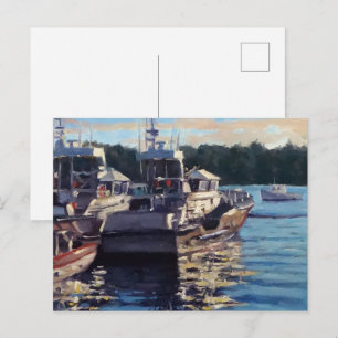 Postal Hermoso Escenario de Barco de Pesca