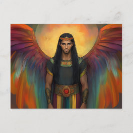 Postal Hermoso Espíritu Celestial Guía Alas de Arcoíris