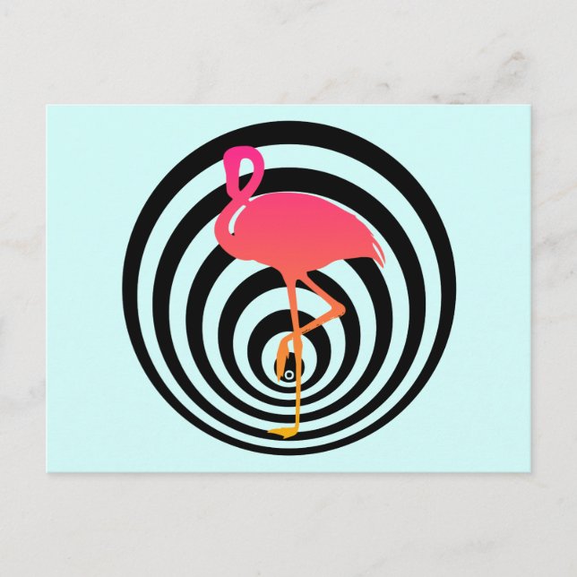 Postal Hermoso flamingo en círculos (Anverso)