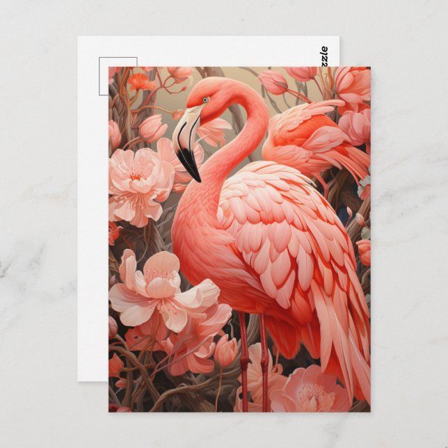 Postal Hermoso Flamingo Rosa (Anverso / Reverso)