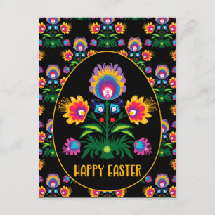 Postal 🐤 🌹 Hermoso Folklore Huevo de Pascua Pysanka