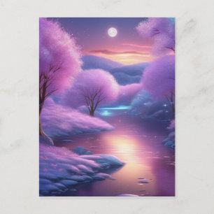 Postal Hermoso fondo morado en una noche de invierno