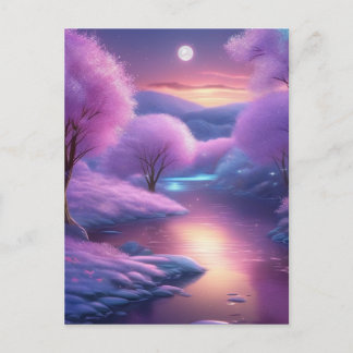 Postal Hermoso fondo morado en una noche de invierno
