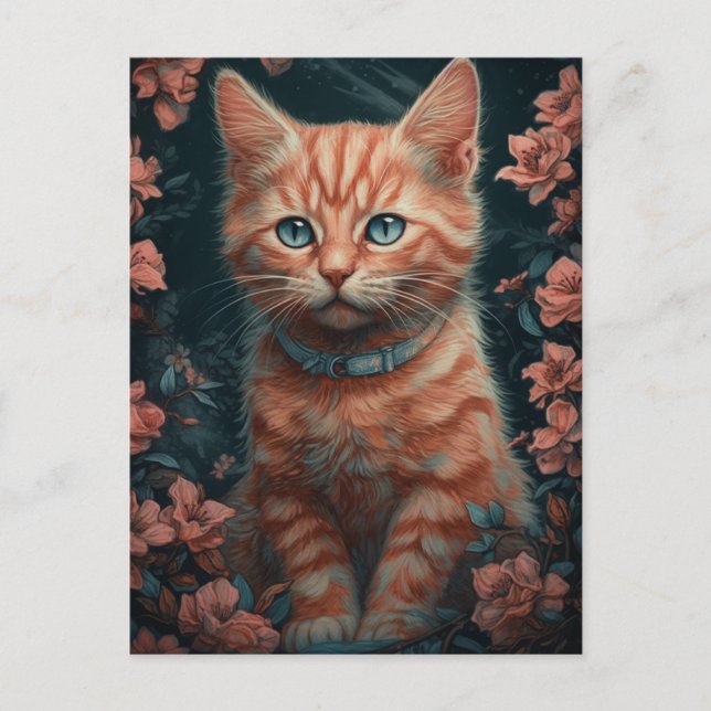 Postal Hermoso gatito jengibre (Anverso)