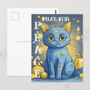 Postal Hermoso gato amarillo con ojos azules - ucrania