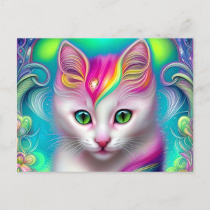 Postal Hermoso gato blanco fluffy Baby