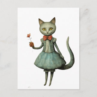 Postal Hermoso gato gris caprichoso