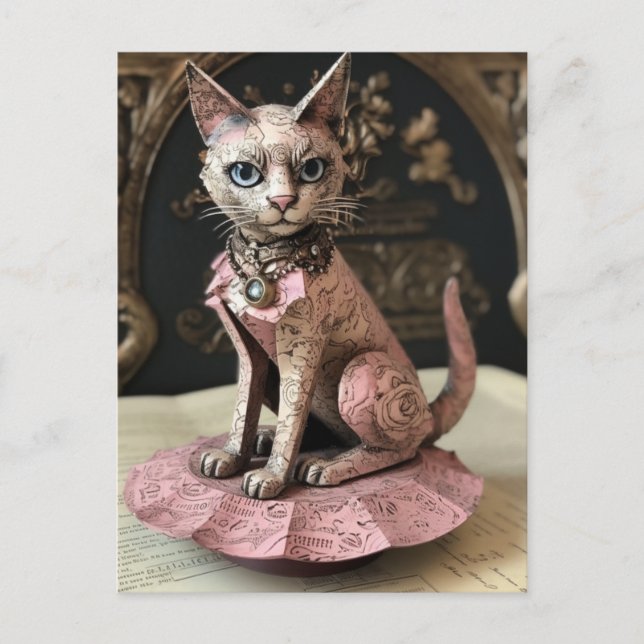 Postal Hermoso Gato Rosa (Anverso)