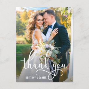 Postal Hermoso guión de caligrafía Boda Agradecimiento