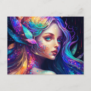 Postal Hermoso Hada Colorida y Hermosa