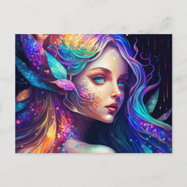 Postal Hermoso Hada Colorida y Hermosa (Anverso)