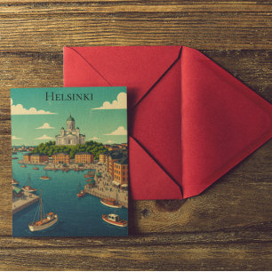 Postal Hermoso Helsinki vintage paisaje urbano Finlandia
