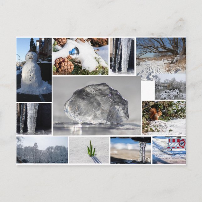 Postal ¡Hermoso hielo, nieve y sentimientos de invierno! (Anverso)