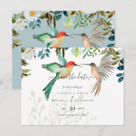 Postal Hermoso HUMMINGBIRDS Pareja Boda