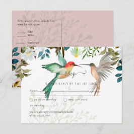 Postal Hermoso HUMMINGBIRDS Pareja Boda