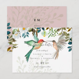 Postal Hermoso HUMMINGBIRDS Pareja Boda