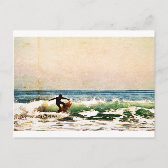 Postal Hermoso Huntington Beach Surfer Riding Waves (Anverso)