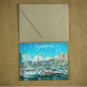Postal Hermoso Ilustracion de pintura al óleo de Alicante