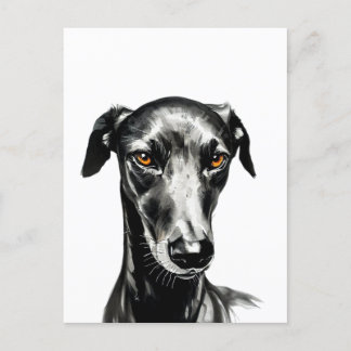 Postal Hermoso ilustracion Galgo Negro para los amantes d