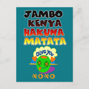 Postal Hermoso Jambo Kenia Hakuna Matata Arte Encantador