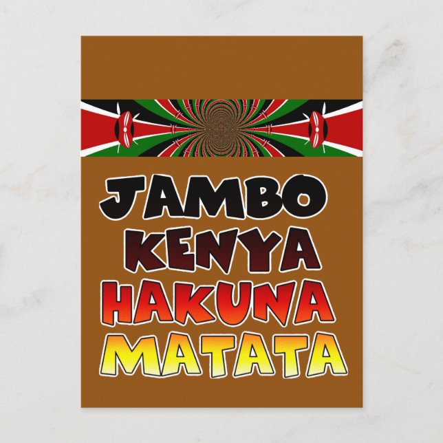 Postal Hermoso Jambo Kenia Hakuna Matata Arte Encantador (Anverso)