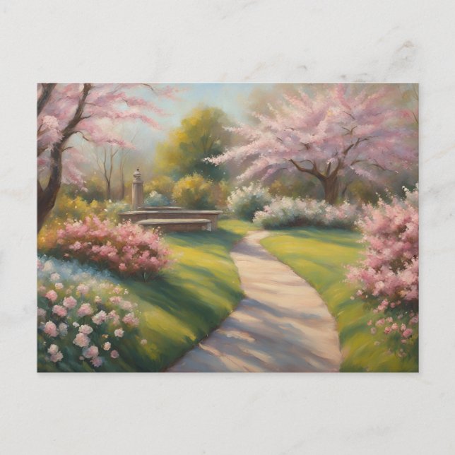 Postal Hermoso jardín de primavera en el parque  (Anverso)
