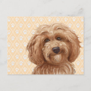 Postal Hermoso Labradoodle Love Dog Paw Pintura Impresión