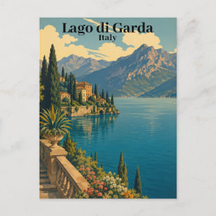 Postal Hermoso Lago di Garda Vintage Italia Lago Italiano