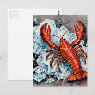 Postal Hermoso Langostino de Maine Enojado Rompiendo Bloq