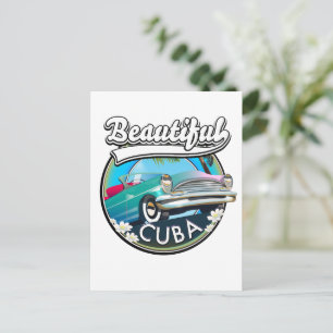 Postal Hermoso logo retro de Cuba.